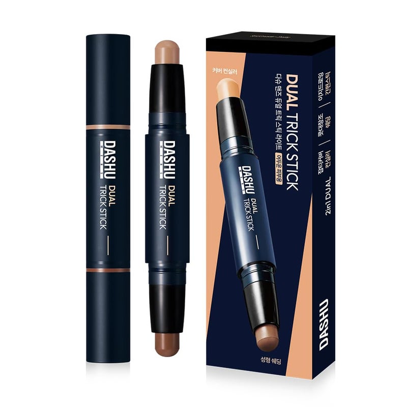 DASHU Dual Trick Stick | Korean Concealer Stick w/Tea Tree Oil & Aloe Vera Extract | Contour Stick Makeup for Men | Hydrating Concealer (0.11 fl oz) - Image 1